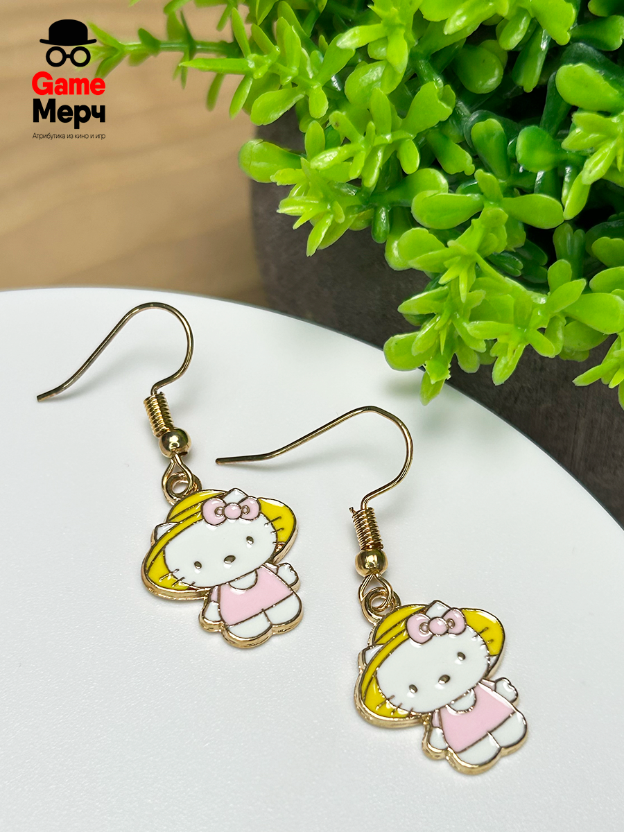 Серьги Хеллоу Китти в соломенной шляпке из аниме Hello Kitty — изображение 6