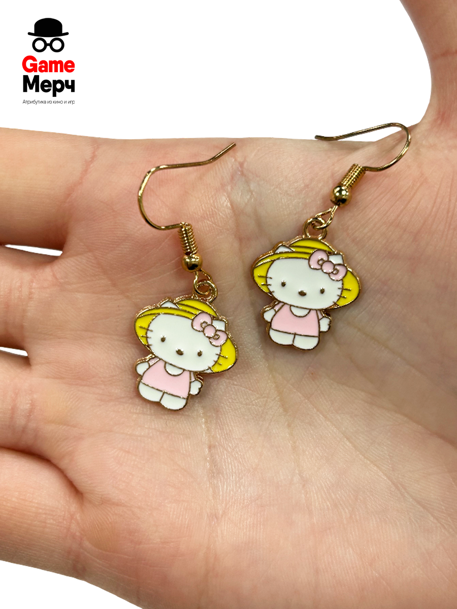 Серьги Хеллоу Китти в соломенной шляпке из аниме Hello Kitty — изображение 8