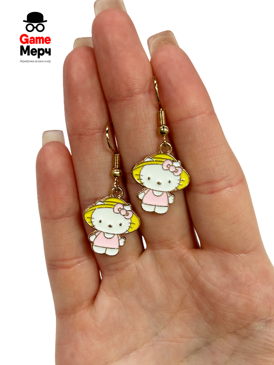 Серьги Хеллоу Китти в соломенной шляпке из аниме Hello Kitty — изображение 7