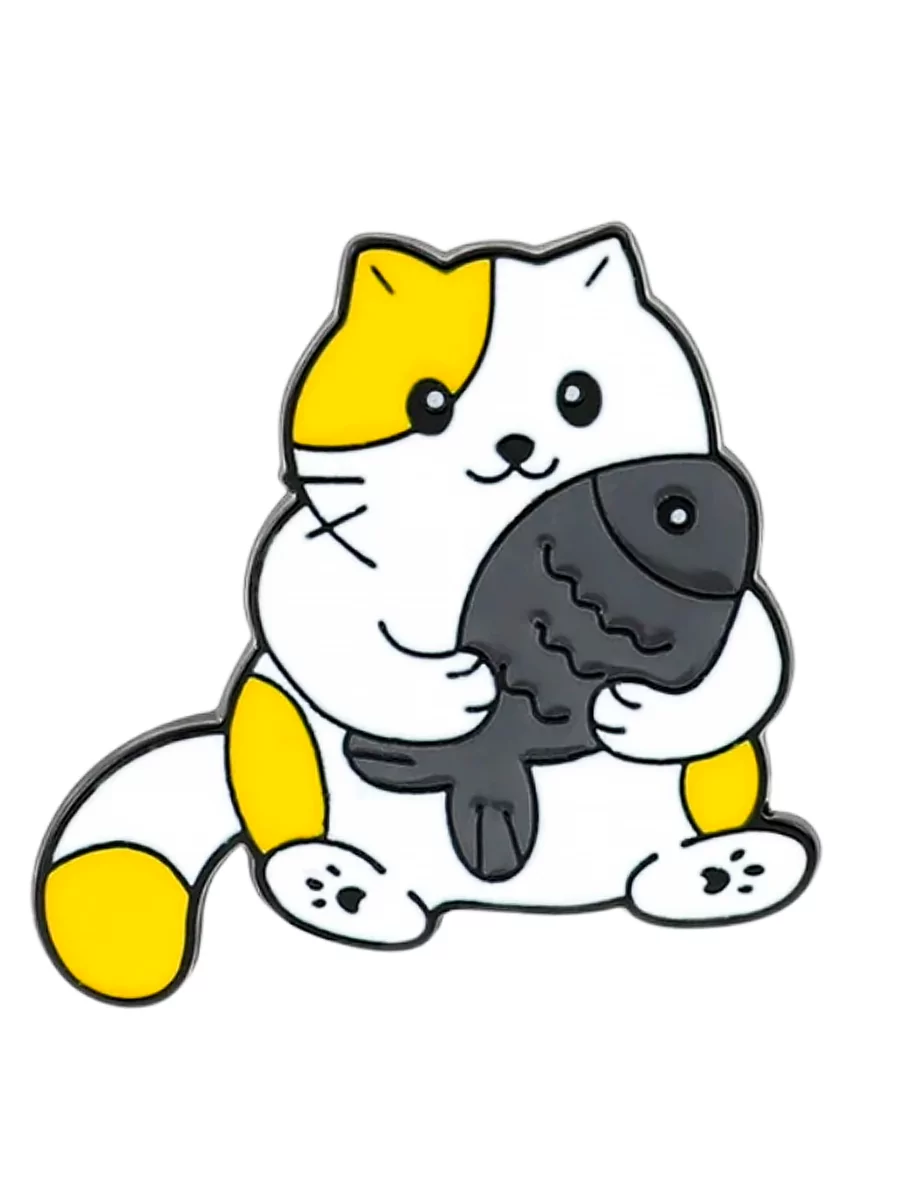 Значок - брошь Кот с рыбкой — изображение 13