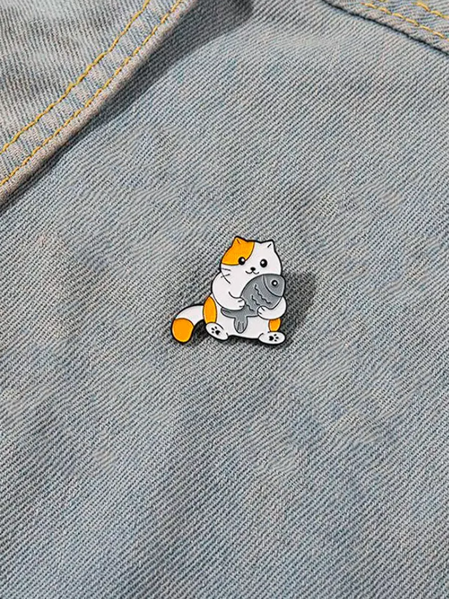 Значок - брошь Кот с рыбкой — изображение 16