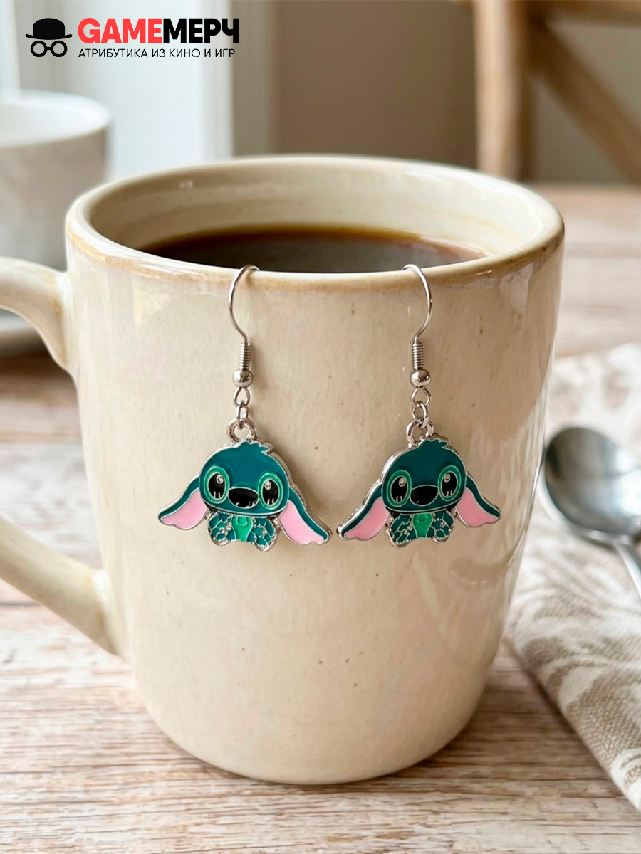 Серьги на крючках Стич из мультфильма Лило и Стич — изображение 3