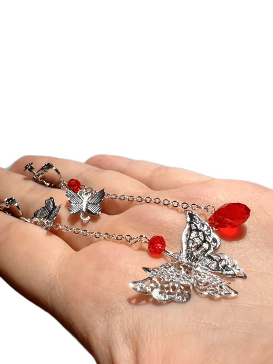 Серьги / Клипсы длинные с бабочкой из аниме Благословение небожителей — изображение 9