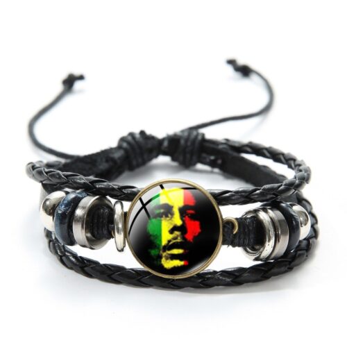 Браслет плетеный из экокожи Bob Marley Боб Марли
