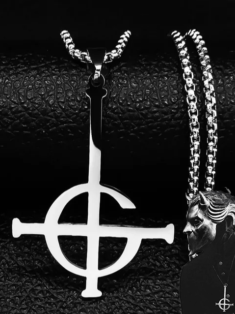 Кулон большой Кельтский крест рок-группы Ghost Призрак из нержавеющей стали
