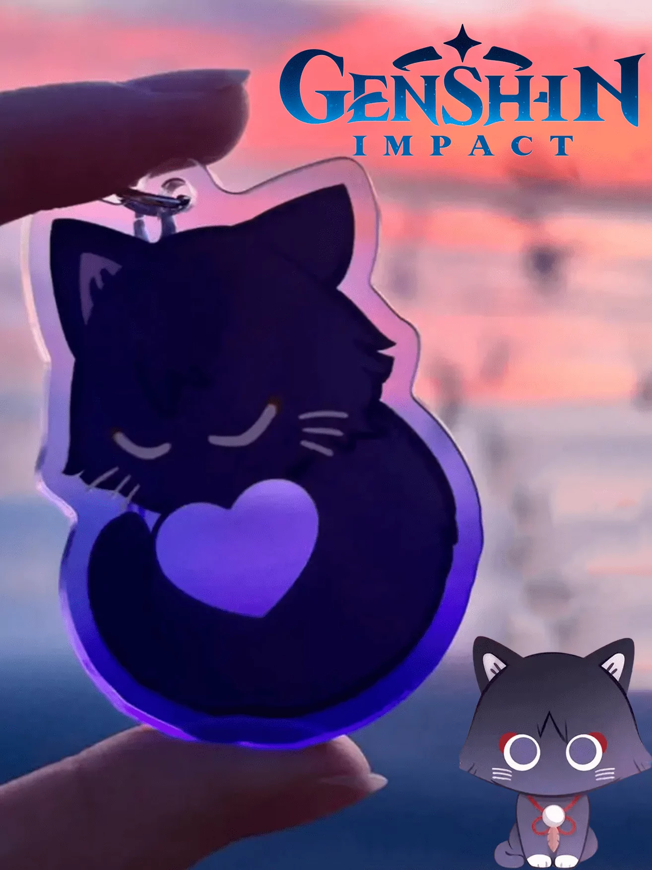Брелок Кот Скарамучча из аниме - игры Геншин Импакт