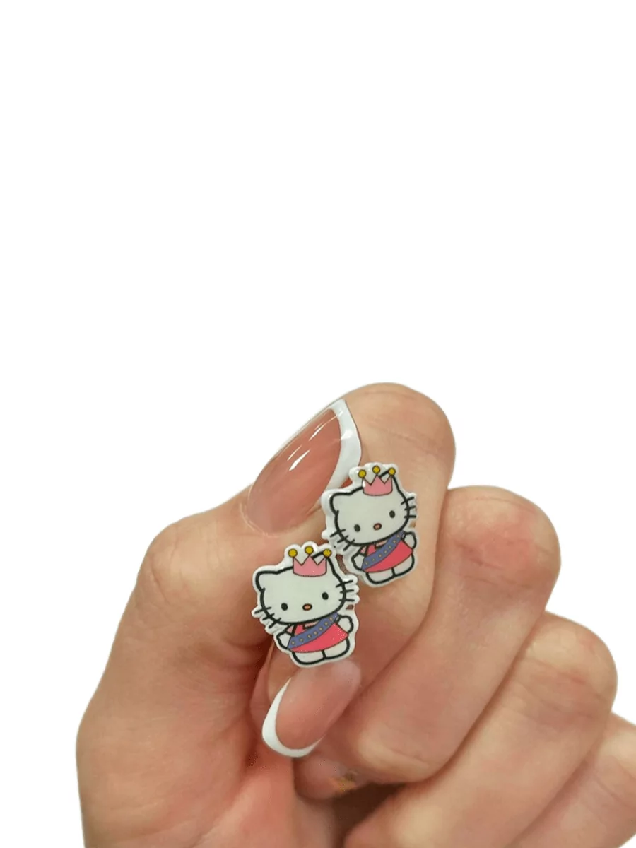 Серьги - гвоздики Хеллоу Китти принцесса из аниме Hello Kitty — изображение 4