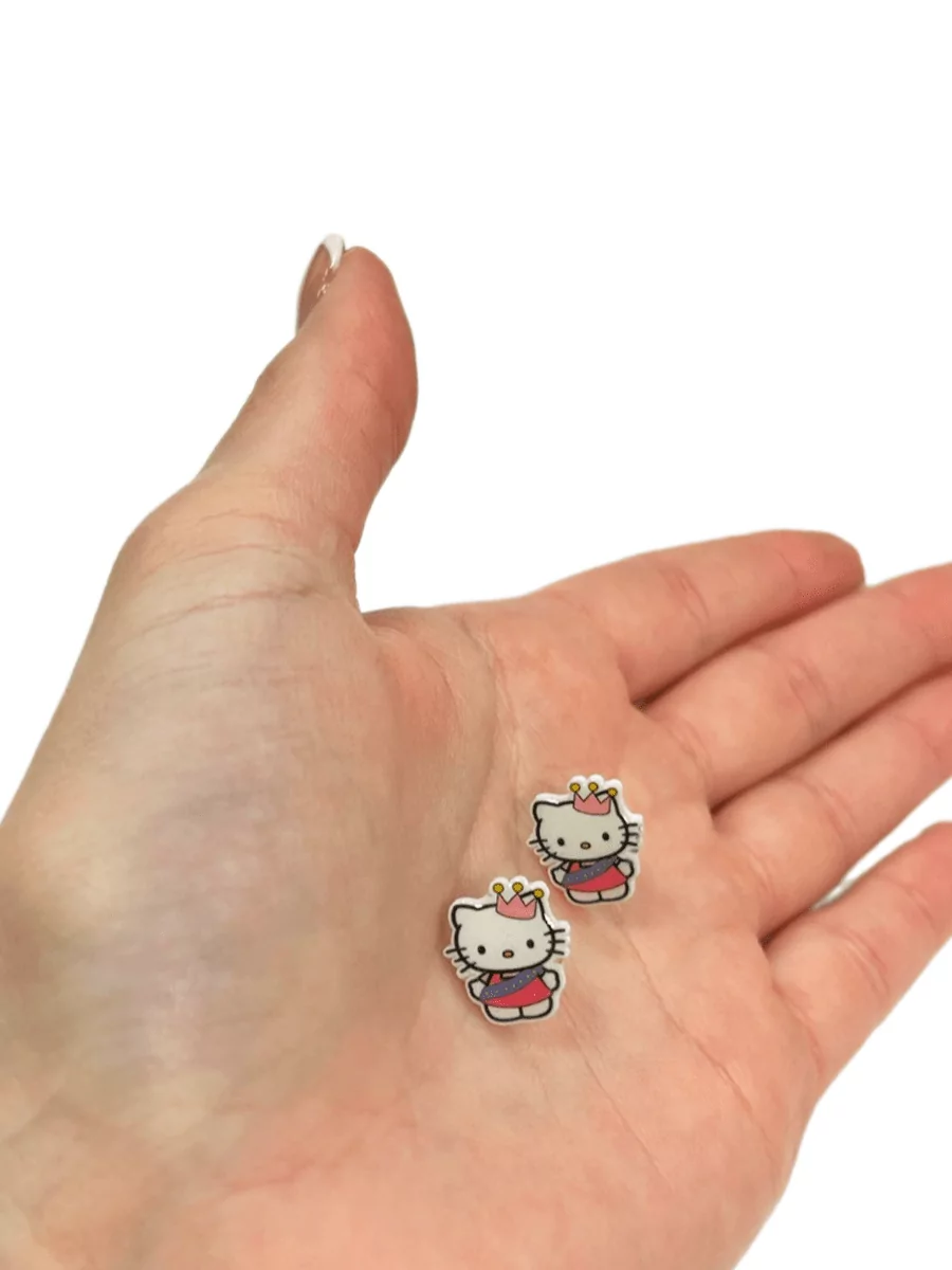 Серьги - гвоздики Хеллоу Китти принцесса из аниме Hello Kitty — изображение 3
