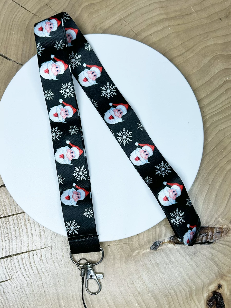 Шнурок - лента на шею для телефона и ключей Новогодний Дед Мороз — изображение 4