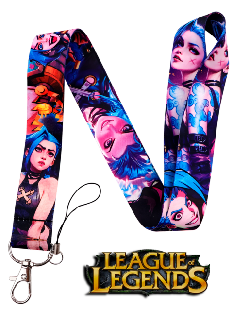 Шнурок - лента на шею для телефона и ключей Джинкс из игры League of Legends LOL Лига Легенд