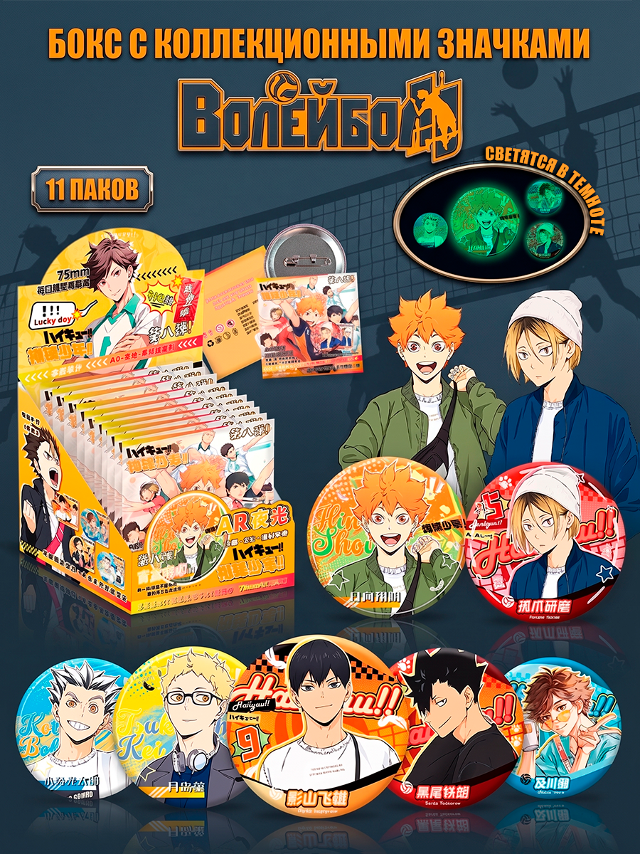 Бокс с коллекционными значками из аниме Волейбол!! Haikyu!!