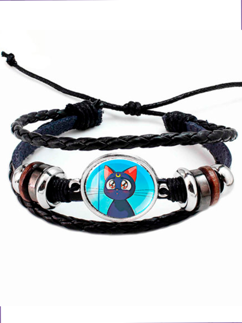 Браслет многослойный из экокожи с вставкой из аниме Сейлор Мун Sailor Moon