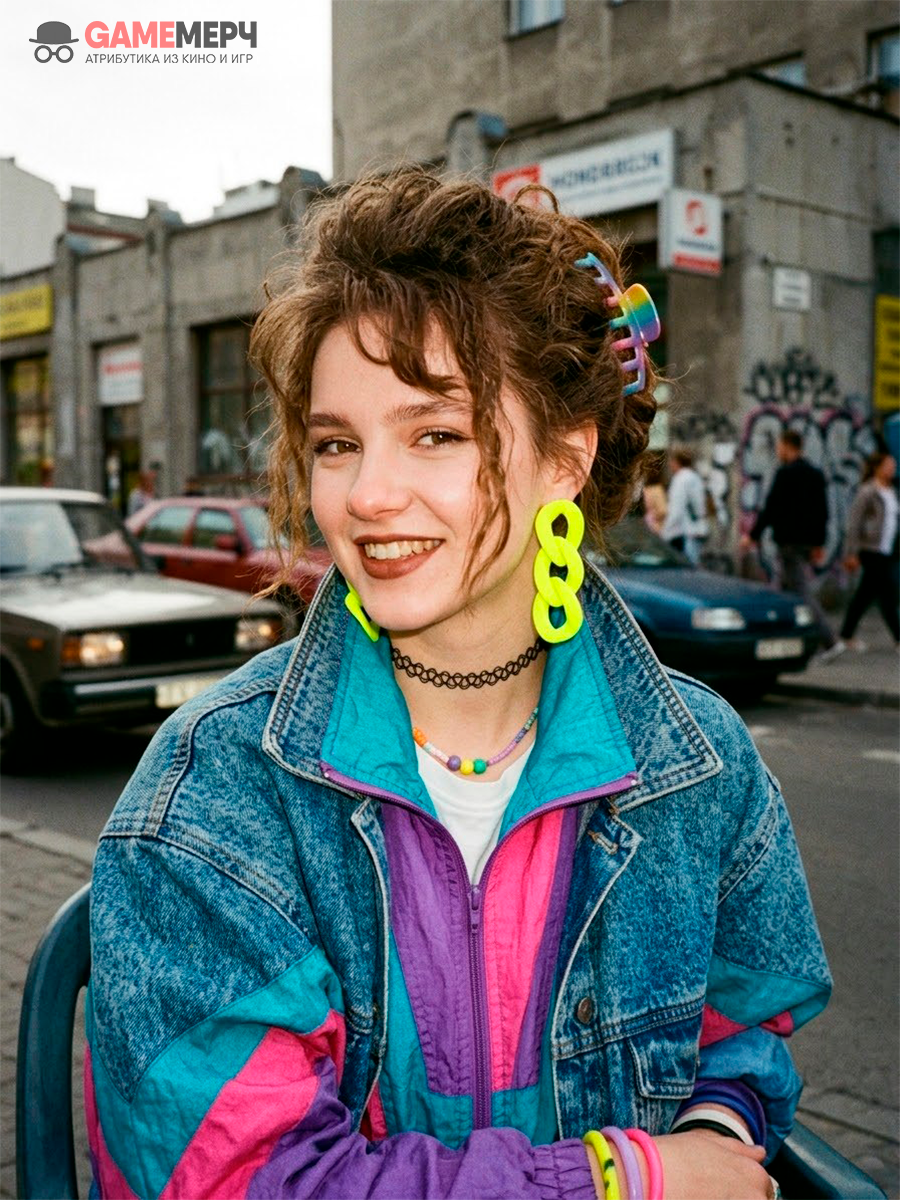 Серьги - цепи яркие неоновые в стиле 90ых — изображение 8